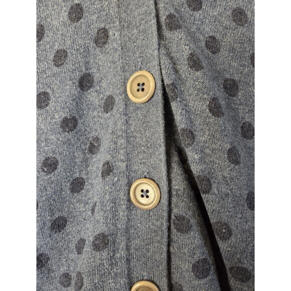 Boden Blue Polka Dot Cotton Cashmere Angora Blend Cardigan Sweater, Size 12 - Picture 4 of 12